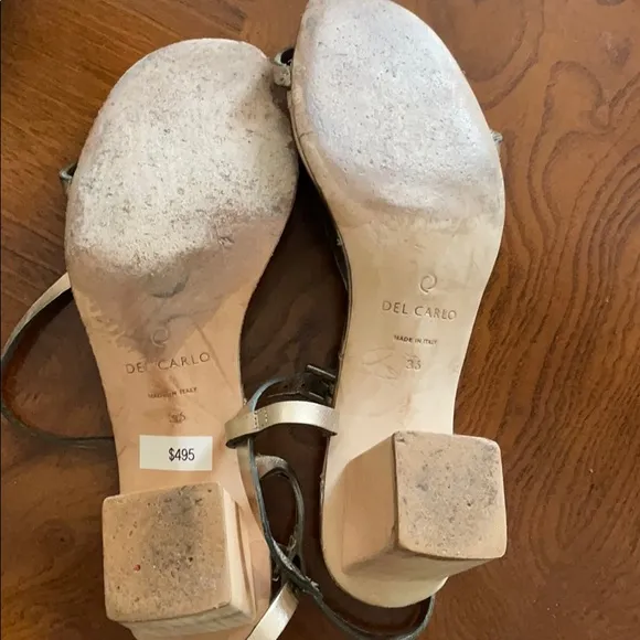 Del Carlo Quilted Insole Chunky Heel Sandals