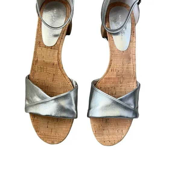 Diane Von Furstenberg FLORENCE METALLIC NAPPA LEATHER SANDALS IN SILVER Size 11