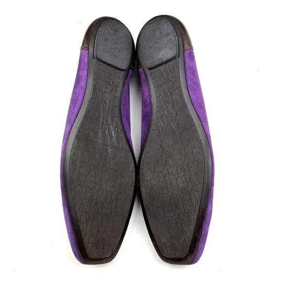 Diane Von Furstenberg Sao Square Toe Purple Suede Ballet Flats size 10