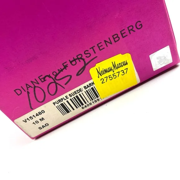 Diane Von Furstenberg Sao Square Toe Purple Suede Ballet Flats size 10