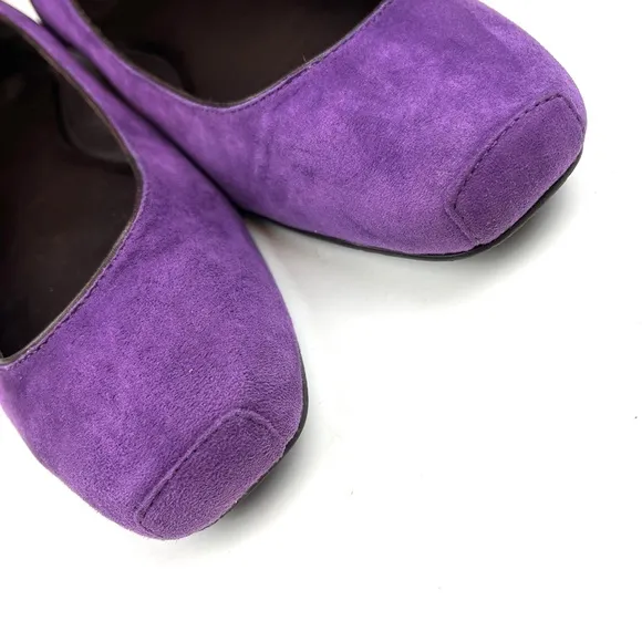 Diane Von Furstenberg Sao Square Toe Purple Suede Ballet Flats size 10