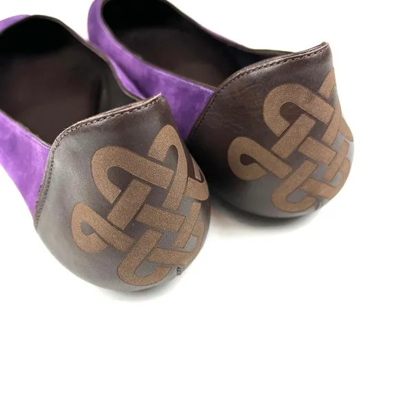 Diane Von Furstenberg Sao Square Toe Purple Suede Ballet Flats size 10