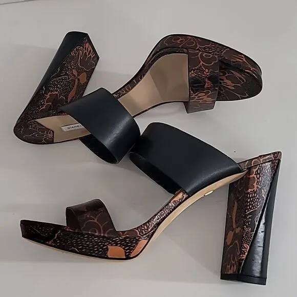 Diane Von Furstenberg 2Strap Heeled Leather Sandals