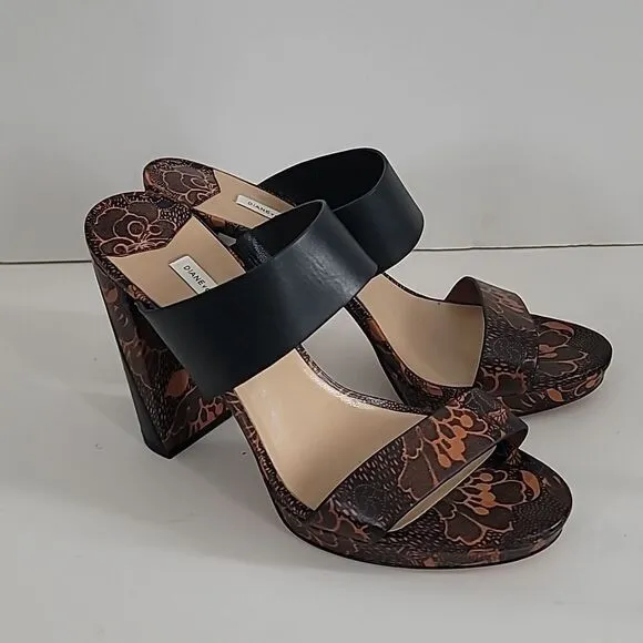 Diane Von Furstenberg 2Strap Heeled Leather Sandals