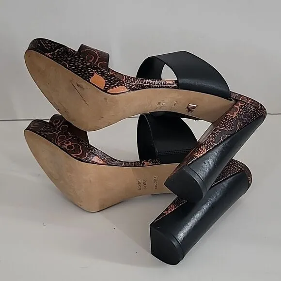 Diane Von Furstenberg 2Strap Heeled Leather Sandals
