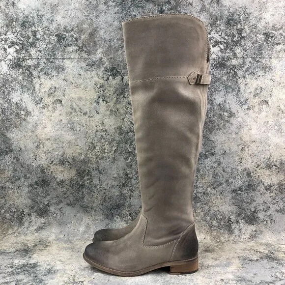 Diba True Women's Size 7 Rainy Nights Grey Suede Partial Side Zip Tall OTK Boots