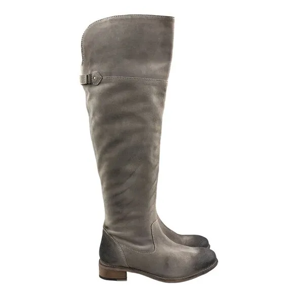 Diba True Women's Size 7 Rainy Nights Grey Suede Partial Side Zip Tall OTK Boots