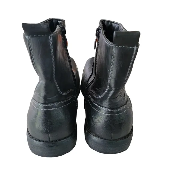 District‎ 3 men's black leather ankle boots size 12 side zip square toe