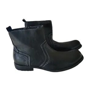 District‎ 3 men's black leather ankle boots size 12 side zip square toe