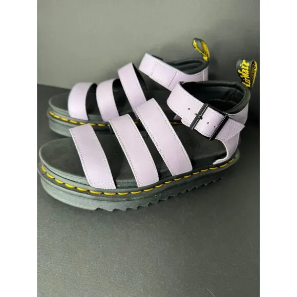 Doc Dr. Martens Blaire Flatform Leather Sandals Purple  Lilac Size 8 39 UK 6 New