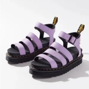 Doc Dr. Martens Blaire Flatform Leather Sandals Purple  Lilac Size 8 39 UK 6 New
