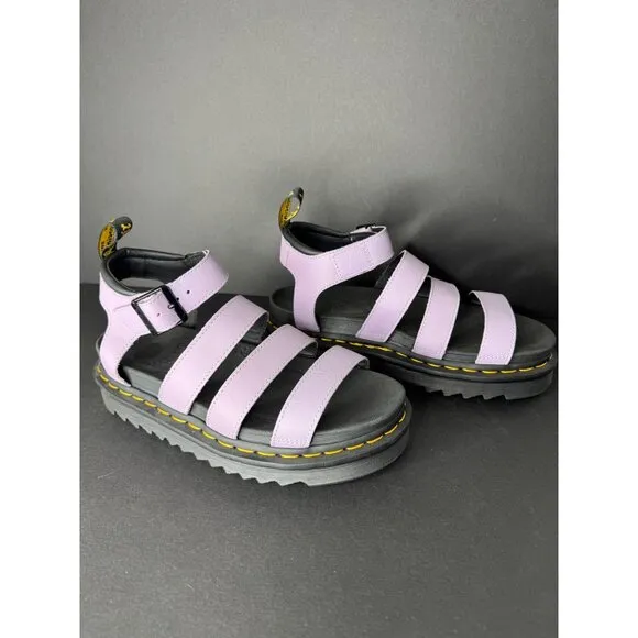 Doc Dr. Martens Blaire Flatform Leather Sandals Purple  Lilac Size 8 39 UK 6 New