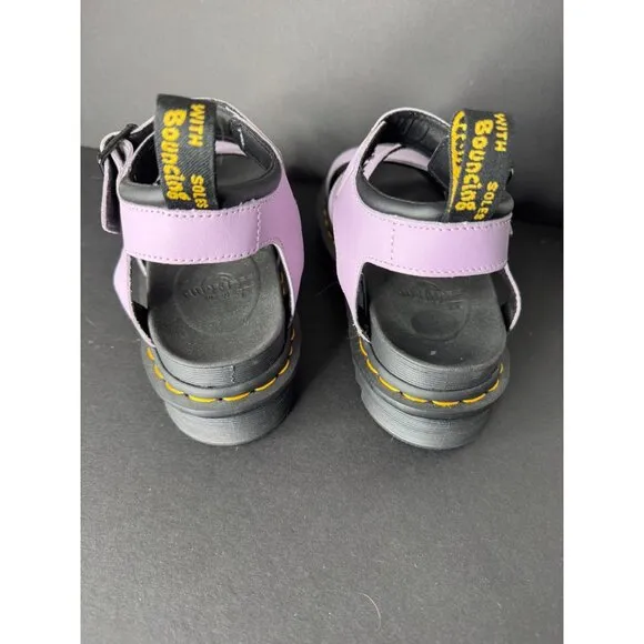 Doc Dr. Martens Blaire Flatform Leather Sandals Purple  Lilac Size 8 39 UK 6 New