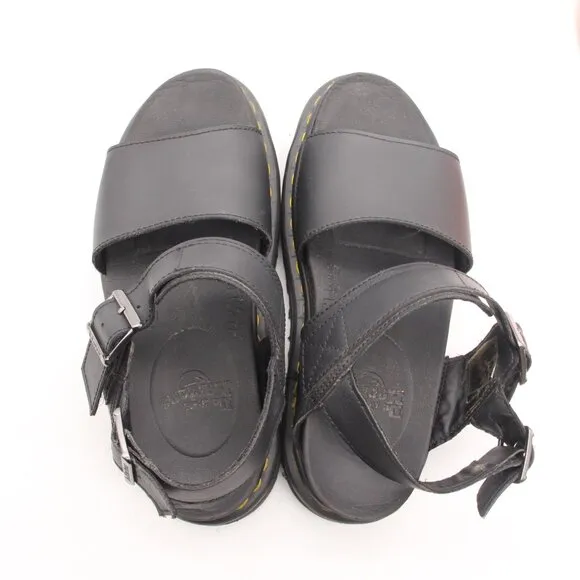 Doc Dr Martens Voss II Black Hydro Women's 6 Leather Backstrap Chunky Sandals