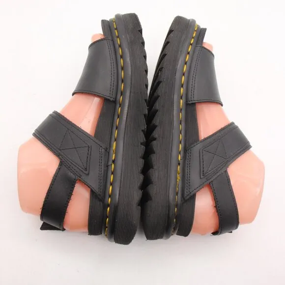 Doc Dr Martens Voss II Black Hydro Women's 6 Leather Backstrap Chunky Sandals