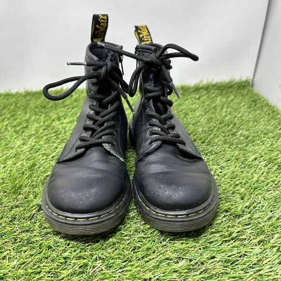 Doc Martens 1460J Combat Boots Youth Size 2 Lace Up Side Zip Black
