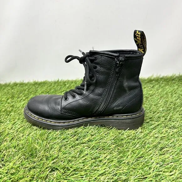 Doc Martens 1460J Combat Boots Youth Size 2 Lace Up Side Zip Black