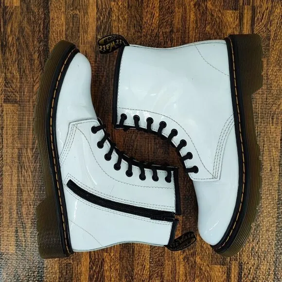 Doc. Martens Girl’s White Combat Side Zip Casual Boots Size 3 US