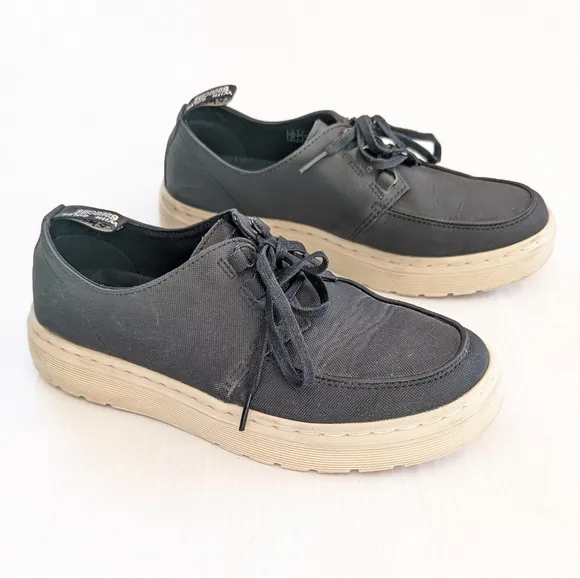 DOC MARTENS Walden black canvas lace-up Creepers Oxford Loafers