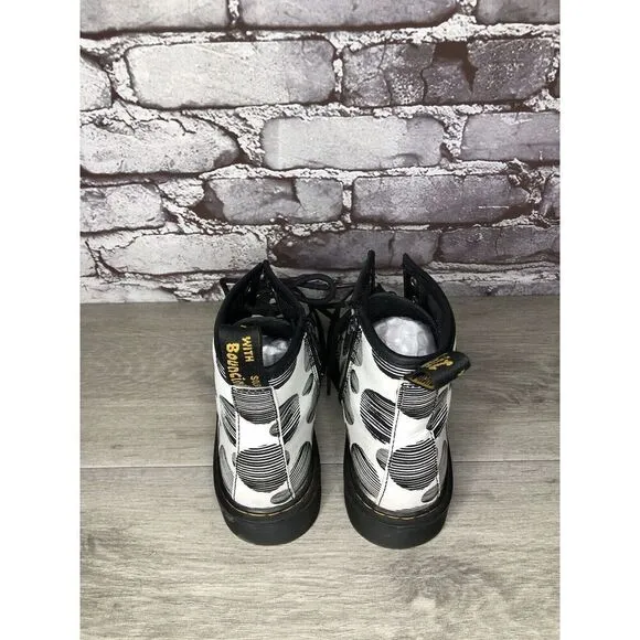 Doc Martens 1460 Black Polkadot Leather Side Zip Lace Boots Women Sz 34EU/3M US