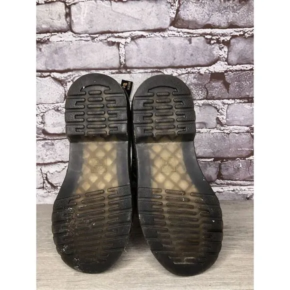 Doc Martens 1460 Black Polkadot Leather Side Zip Lace Boots Women Sz 34EU/3M US