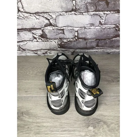 Doc Martens 1460 Black Polkadot Leather Side Zip Lace Boots Women Sz 34EU/3M US