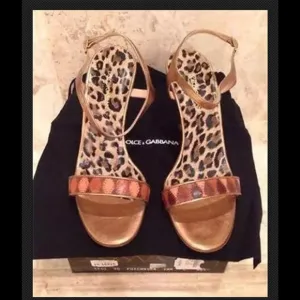 Dolce And Gabbana Bronze And Tan Sandals Size 8.5