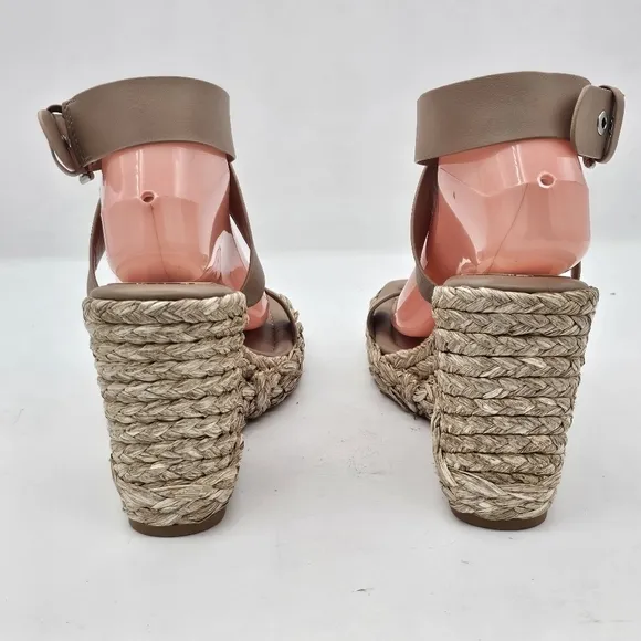 Dolce Vita Aldona Leather Wedge Sandals Cafe Size 10