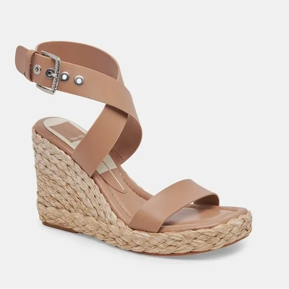Dolce Vita Aldona Leather Wedge Sandals Cafe Size 10