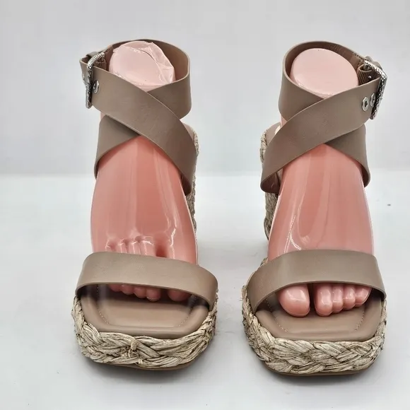 Dolce Vita Aldona Leather Wedge Sandals Cafe Size 10
