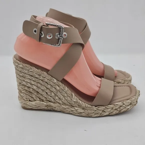 Dolce Vita Aldona Leather Wedge Sandals Cafe Size 10