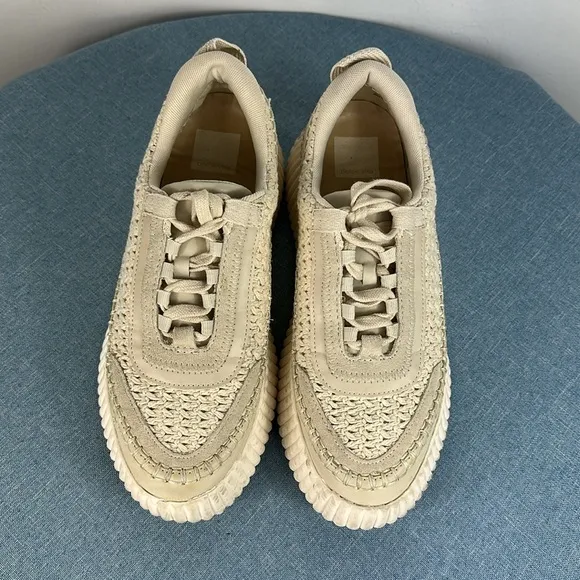 Dolce Vita Dolen Knitted Upper Platform Sneakers In Ecru Size 8.5