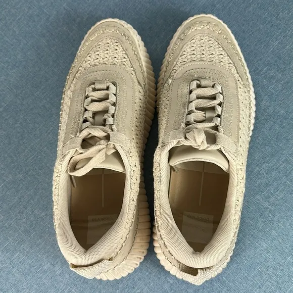 Dolce Vita Dolen Knitted Upper Platform Sneakers In Ecru Size 8.5
