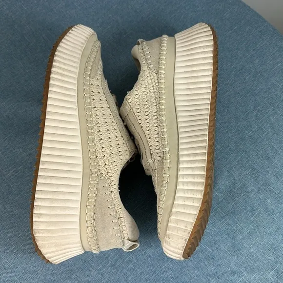 Dolce Vita Dolen Knitted Upper Platform Sneakers In Ecru Size 8.5