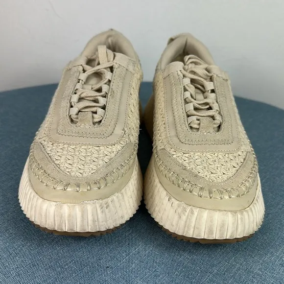Dolce Vita Dolen Knitted Upper Platform Sneakers In Ecru Size 8.5