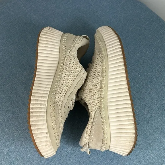 Dolce Vita Dolen Knitted Upper Platform Sneakers In Ecru Size 8.5