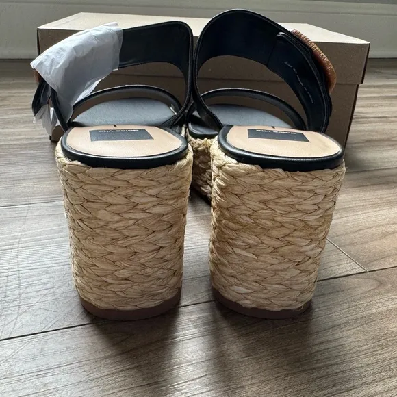 Dolce Vita Thorin Wedge Sandal black leather Sz 9.5 New in box