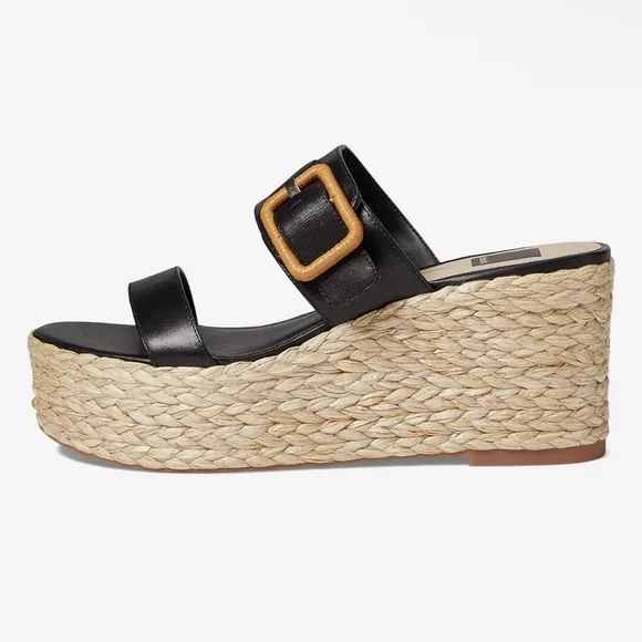Dolce Vita Thorin Wedge Sandal black leather Sz 9.5 New in box