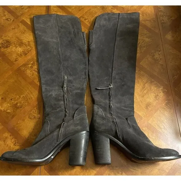 Dolce Vita Women’s 10 Ohanna Over The Knee Charcoal Gray Suede Boots Side Zip