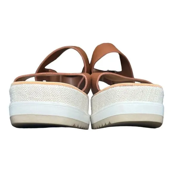 Dolce Vita Idrah Wedge Leather Sandals in Tobacco
