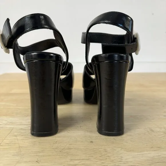 Dolls Kill Current Mood Daisy Delusion Square Toe Block Platform Heels Sandals 9