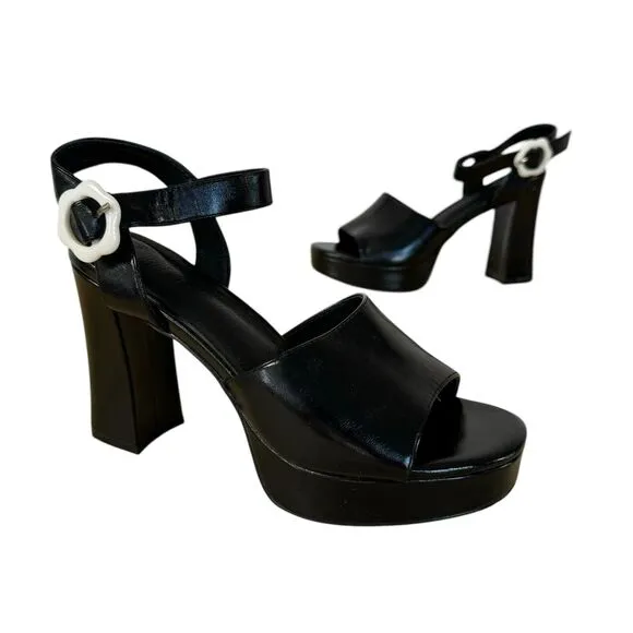Dolls Kill Current Mood Daisy Delusion Square Toe Block Platform Heels Sandals 9