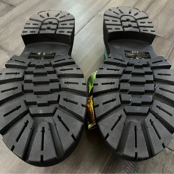 Dolls Kill Iridescent Croc Criss Cross Platform Sandals - Size 6
