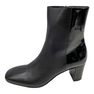 Donald J Pliner Black Jia Two Tone Matte &amp; Patent Back Block Heeled Boots 7.5