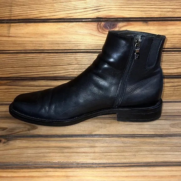 Donald J. Pliner Chelsea Boots Mens Size 9.5 Black Leather Side Zip Square Toe