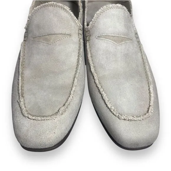 DONALD J. PLINER Men Soft Grey Suede Leather Soles Loafers Shoes Size 10 M Italy