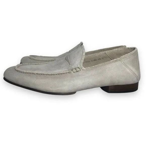 DONALD J. PLINER Men Soft Grey Suede Leather Soles Loafers Shoes Size 10 M Italy