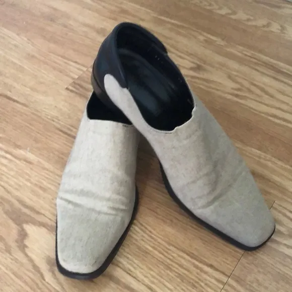 DONALD J. PLINER MENS CANVAS AND LEATHER LOAFERS SIZE 11