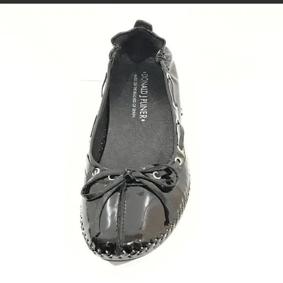 Donald J. Pliner Polly Black Suede Ballet Slip On Flats Designer Luxury