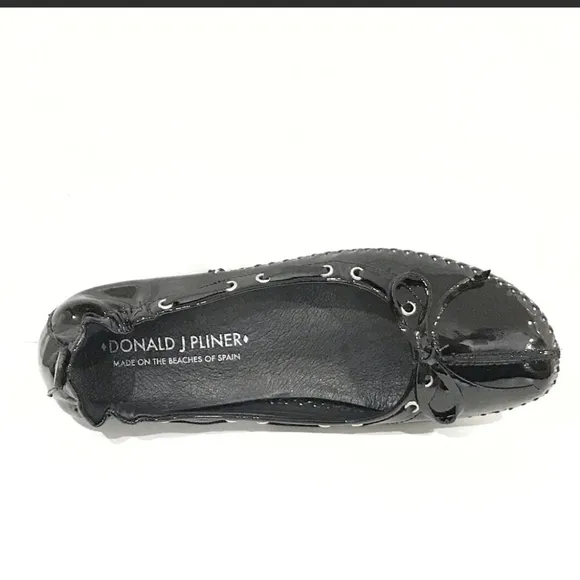 Donald J. Pliner Polly Black Suede Ballet Slip On Flats Designer Luxury